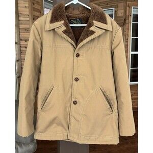 VNTG Cal Craft Barn Coat Men L Brown Lined Chore Jacket Work Farm Ranch Hunt USA